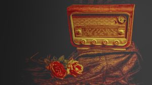 black background with old radio